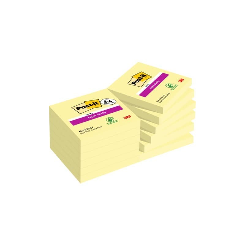 Value pack 8+4 Post-it®Canary Super Sticky 654 giallo - 76x76 mm - 7100259453