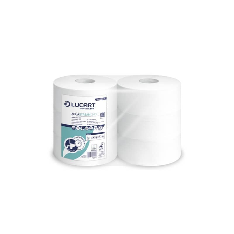 Carta igienica jumbo 2 veli Aquastream 340 - conf. 6 rotoli Lucart Professional 340 mt - 812222J