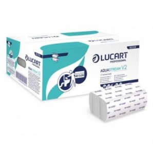 Asciugamano 2 veli Aquastream piegato a ''V'' - conf. 20 pacchetti Lucart Professional 170 foglietti - 863129