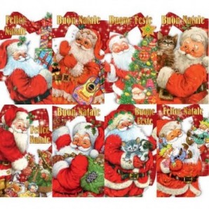 Chiudipacco natalizi con filo - soggetto ''Babbo Natale'' - 4,5x8 cm - conf. 12 pezzi Biembi - BAP208C72F