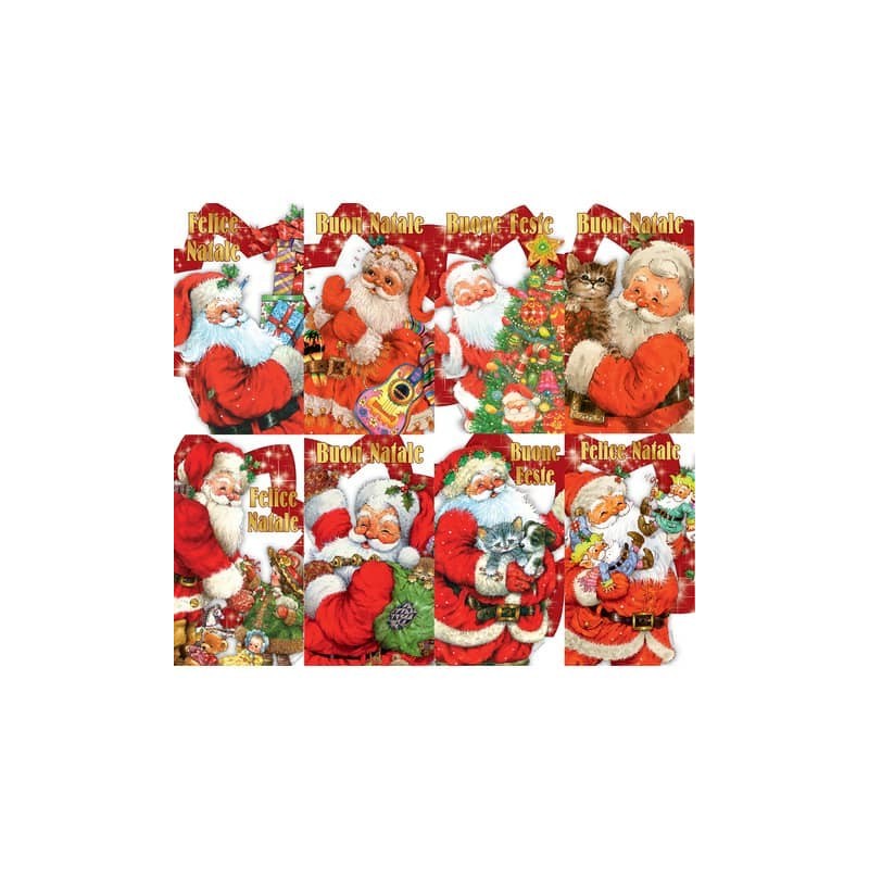Chiudipacco natalizi con filo - soggetto ''Babbo Natale'' - 4,5x8 cm - conf. 12 pezzi Biembi - BAP208C72F