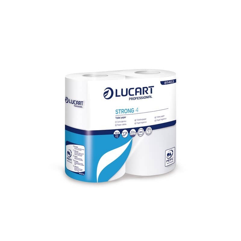 Carta igienica a rotolo Strong 4 - 2 veli - bianca conf. 4 pz. Lucart Professional - 811403I