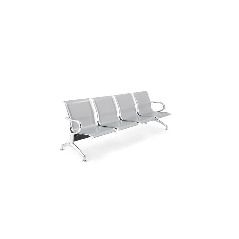 Panca in acciaio microforato per sala d'attesa Serena Group grigio - 4 posti L236 x P68 x H78 cm - SJ820G-4