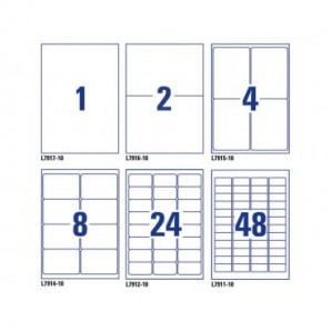 Etichette in polietilene bianco Avery 1 et./foglio Laser - 210x297 mm conf. 10 fogli - L7917-10