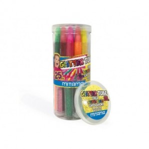 Colla Glitter in tubo - Mitama formati e colori assortiti - conf. 25 pezzi  62861