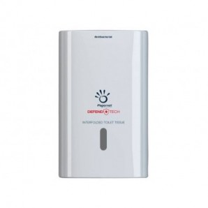 Dispenser antibatterico per carta igienica interfogliata Defend Tech - 26,5x16,5x13,5 cm Papernet bianco