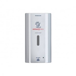 Dispenser antibatterico ricaricabile No Touch per sapone liquido Defend Tech - 25x12x13,5 cm Papernet bianco - 419721