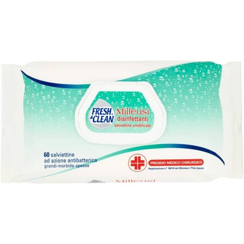 Salviette umidificate disinfettanti milleusi - Fresh & Clean P.M.C. conf. 60 salviette - 06-0244