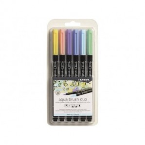 Pennarelli AQUA BRUSH DUO Set 6 pennarelli confezione appendibile Lyra colori pastel - L6521061