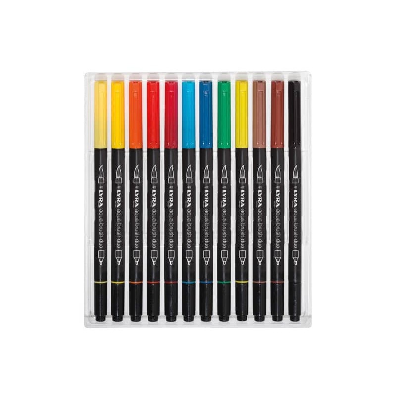 Pennarello punta fine AQUA BRUSH DUO colori assortiti Lyra confezione appendibile 12 pezzi - L6521120