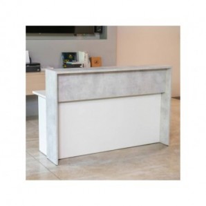 Reception lineare Welcome IN bianco/cemento LineKit 84x81xH.109 cm B1090NBI