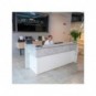 Reception lineare Welcome IN con 1 estensione arrotondata bianco/cemento LineKit 203x83xH.109 cm - B1100NBI