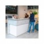 Reception lineare Welcome IN con 2 estensioni arrotondate bianco/cemento LineKit 242x83xH.109 cm - B1290NBI