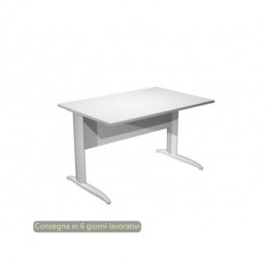 Scrivania piano bianco 120x80xH.72 cm gamba a L in metallo grigio alluminio linea Presto Artexport - 004K2/3/AA