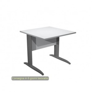 Scrivania piano grigio 80x80xH.72 cm gamba a L in metallo antracite opaco linea Presto Artexport - 001K2/9/AF