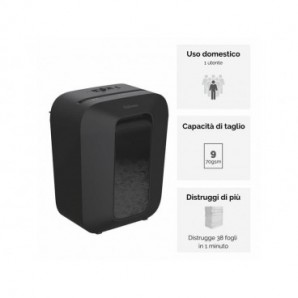 Distruggidocumenti uso personale LX50 - P-4 - 17 L - taglio a frammenti 4x37 mm Fellowes Powershred®nero - 4406001