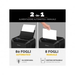 Distruggidocumenti automatico AutoMax 80M - P-4 - 17 L - taglio a microframmenti 4x12 mm Fellowes nero