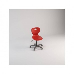 Sedia girevole in PPL altezza regolabille e base 5 razze su ruote 42,5x46x43/55 cm Motris rosso