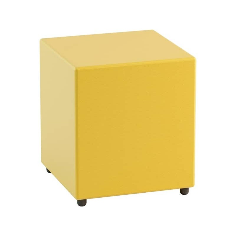 Pouf in similpelle cubico 40x40x46 cm Motris giallo PSRT40SPNI01