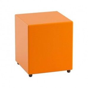 Pouf in similpelle cubico 40x40x46 cm Motris arancio PSRT40SPNI06