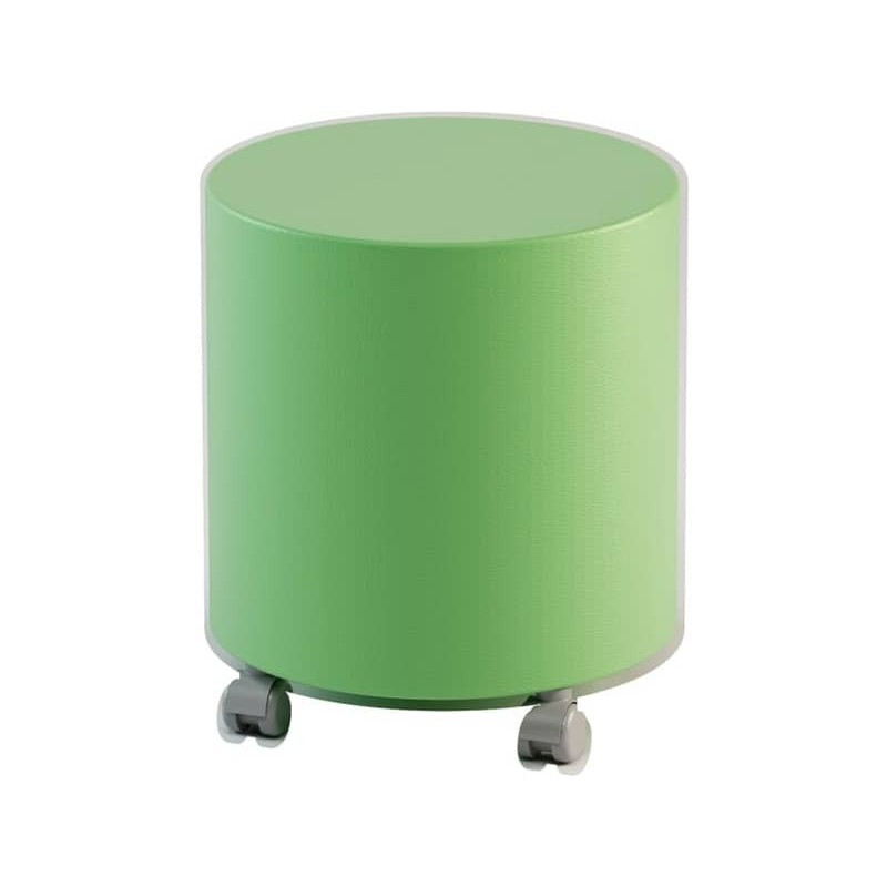 Pouf tondo su ruote in similpelle Ã˜ 40x46 h cm Motris verde PSTD40SPNIW05