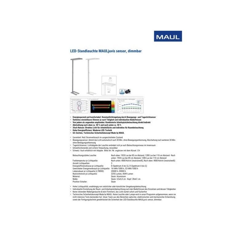 Lampada piantana a LED dimmer con sensore movimento/crepuscolare Juvis Maul bianco - 82586-02