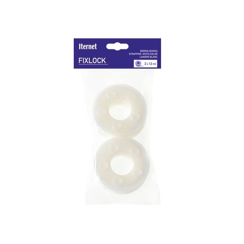Bobina in nylon dentato ultra resistente per fascettatrice FIXLOCK - Conf. 2 bobine Iternet bianco - 0072