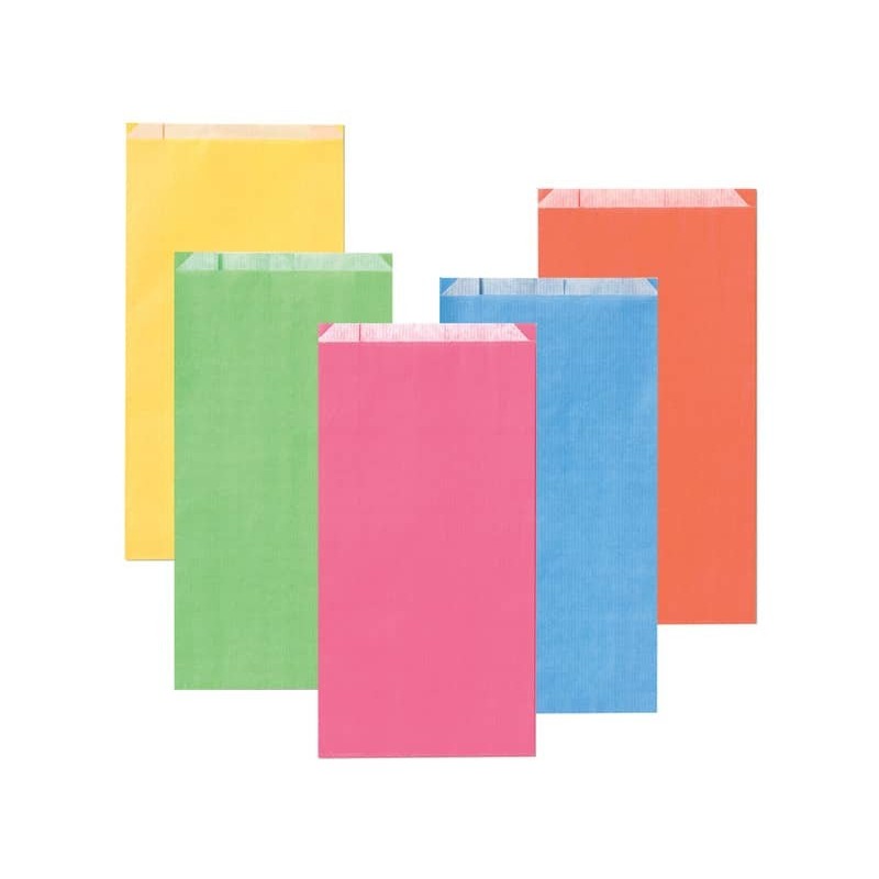 Sacchetti in carta Multicolor 14x28 + 5 cm conf. 100 pz Rex-Sadoch tinte unite chiare assortite - MLC05LIT