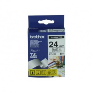 Nastro laminato per etichettarice - nero/bianco Brother 24 mm x 8 mt TZe-251