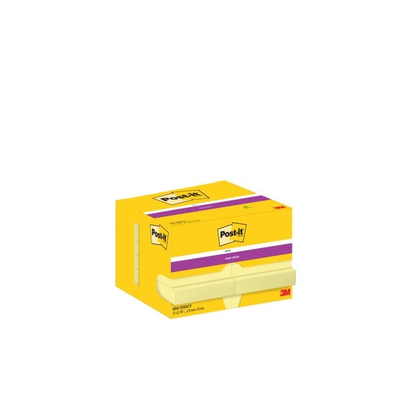 Foglietti riposizionabili Super Sticky Notes Post-it® Giallo Canary 48x73 mm 12 blocchetti da 90 ff - 7100290169