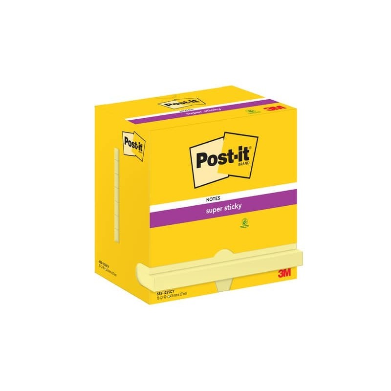 Foglietti riposizionabili Super Sticky Notes Post-it® Giallo Canary 76x127 mm - 12 blocchetti da 90 ff - 7100290175