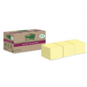 Foglietti riposizionabili Post-it® Super Sticky carta riciclata al 100% 76x76 mm Giallo Canary - 18 blocchetti da 70 ff