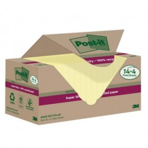 Foglietti riposizionabili Post-it® Super Sticky carta riciclata al 100% 76x76 mm Giallo Canary - 18 blocchetti da 70 ff