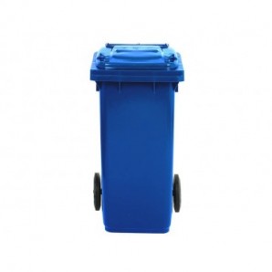 Bidone carrellato per raccolta differenziata 120 lt con coperchio PEHD Mobil Plastic blu - 1/120/5-BLB