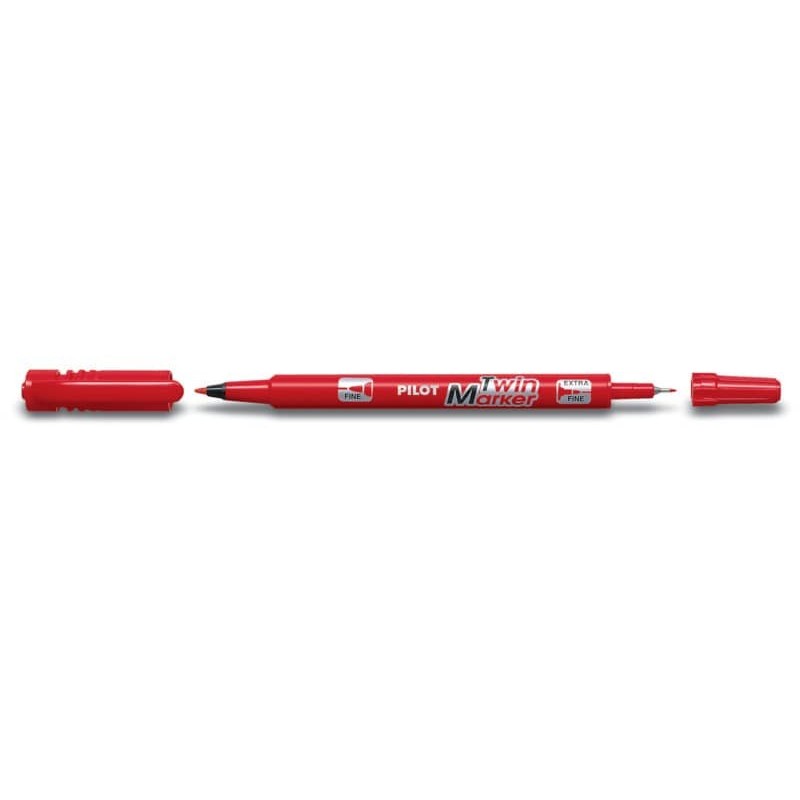 pennarello pilot twin marker due punte fine-extra fine nero-rosso-blu