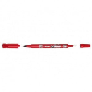 Marcatore permanente Pilot TWIN Begreen doppia punta in fibra 0,8/2 mm - rosso 040317