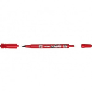 Marcatore permanente Pilot TWIN Begreen doppia punta in fibra 0,8/2 mm - rosso 040317