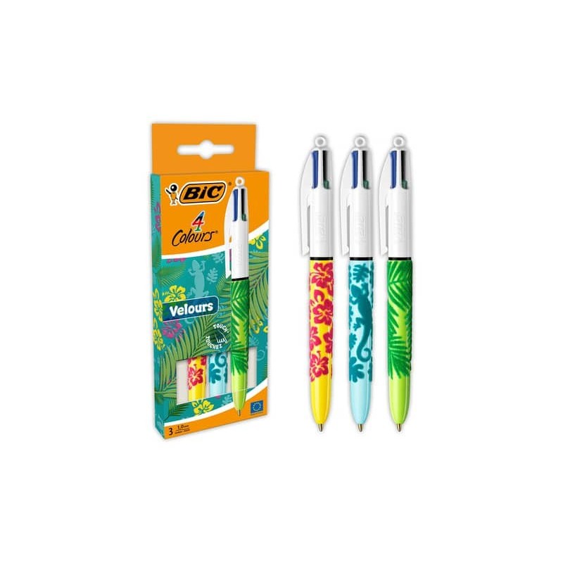 Penna a sfera a scatto BIC 4 Colours 1 mm - velours conf. 3 pz - 992579