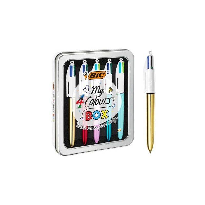 Penna a sfera a scatto BIC 4 Colours 1 mm - collection conf. 5 pz - 967279