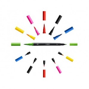 Pennarelli BIC Dual Tip Intensity con pennello assortiti rainbow - tratto 0,5 mm - conf. 6 pz - 989694