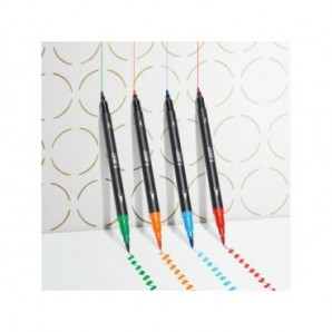 Pennarelli BIC Dual Tip Intensity con pennello assortiti rainbow - tratto 0,5 mm - conf. 6 pz - 989694