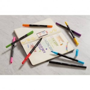 Pennarelli BIC Dual Tip Intensity con pennello assortiti rainbow - tratto 0,5 mm - conf. 6 pz - 989694