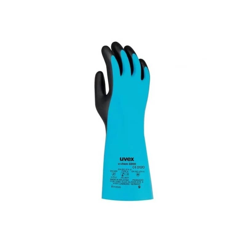 Guanti protettivi U-Chem 3200 in nylon - rischi chimici - blu/nero Uvex TG. 8 6097208