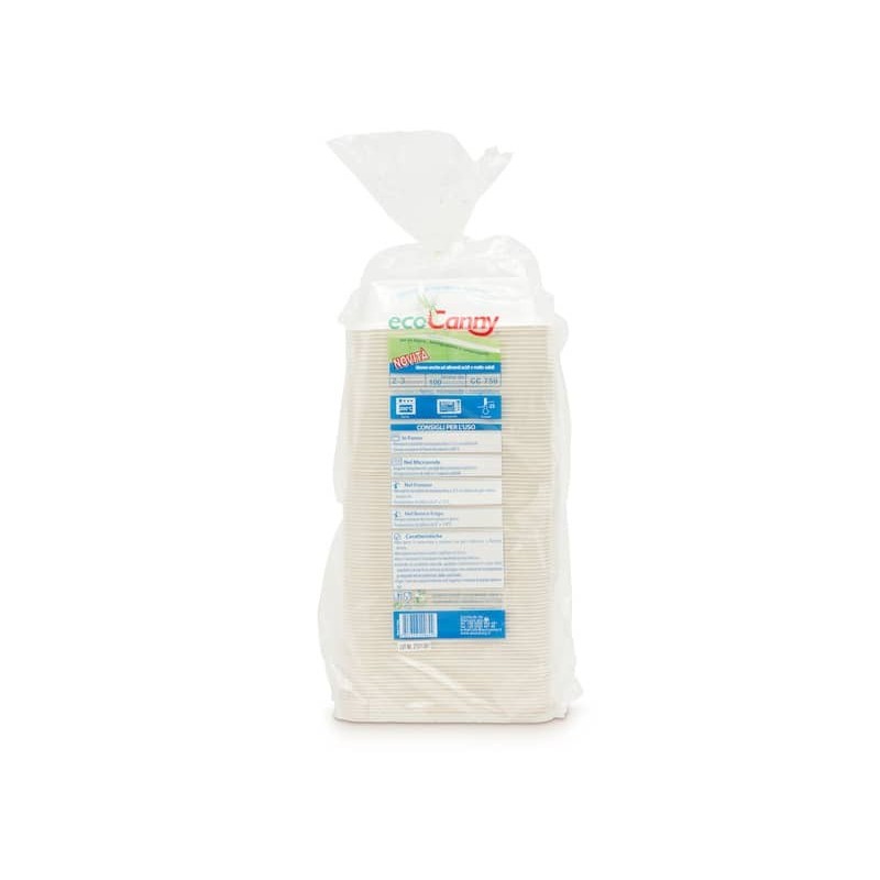 Vaschetta bio-compostabile ecoCanny Take Away bianco 2/3 porzioni conf. 100 pz - ECO?T23CA