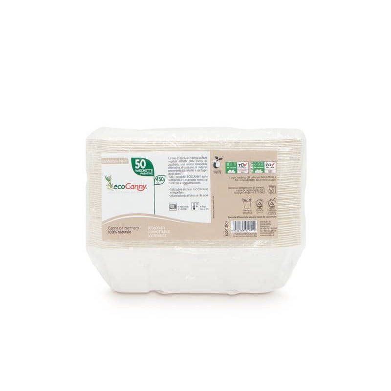 Vaschetta patatine bio-compostabile ecoCanny Take Away bianco 173x123x40 mm  conf. 50 pz - ECO-T12PCA