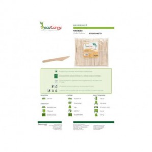 Coltelli monouso in legno di betulla bio-compostabili ecoCanny conf. 100 pz ECO-CA160CO