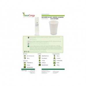 Bicchieri compostabili in cartoncino a dispersione acquosa bianco ecoCanny 360 ml - conf. 50 pezzi - ECO-CUP360W