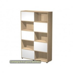 Libreria alta Tetris 5 ripiani con ante scorrevoli 120x35xH.190,6 cm Artexport rovere/bianco - 17060/C3