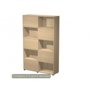 Libreria alta Tetris 5 ripiani con ante scorrevoli 120x35xH.190,6 cm Artexport rovere - 17060/CC