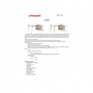 Scrivania Maxi su mobile contenitore e gambe rastremate in legno bianco/rovere 160x140xH.81,5 cm - 19130-DK-3C-AQ
